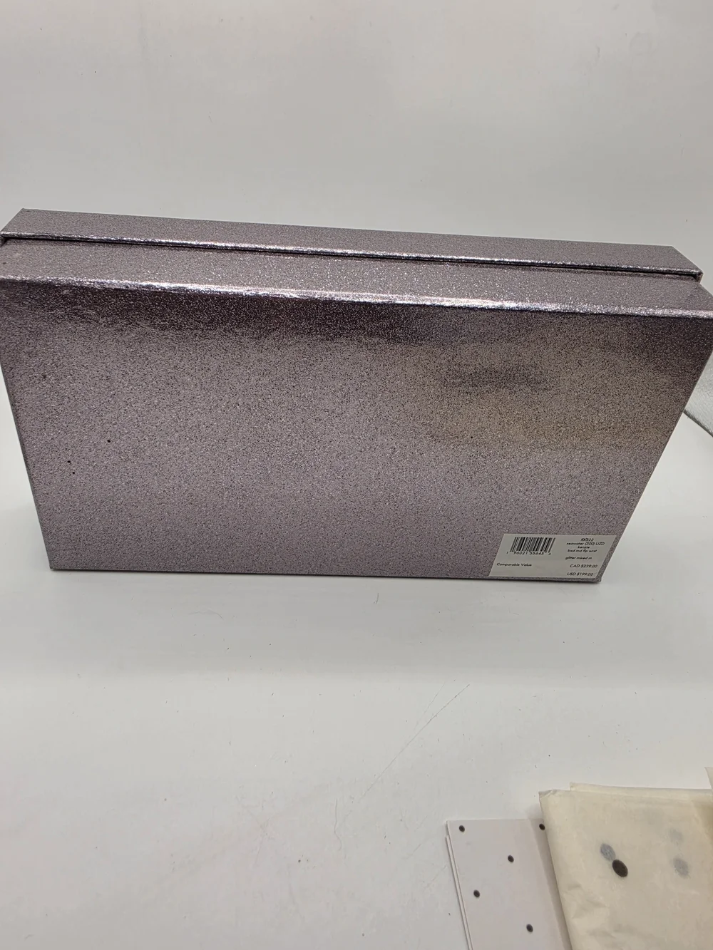 Kate Spade New York Metallic Glitter Gunmetal Gray Storage Box Tissue Paper Card